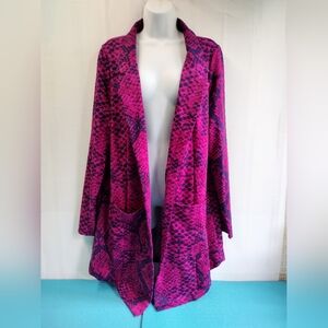 Lularoe Womens Snake skin Long Open Front Cardigan Blazer Magenta XL
